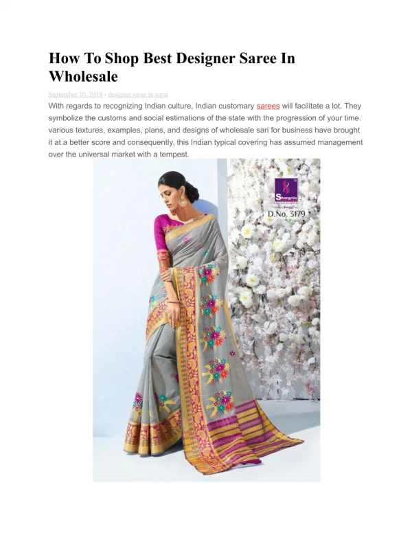 How To Shop Best Designer Saree In Wholesale