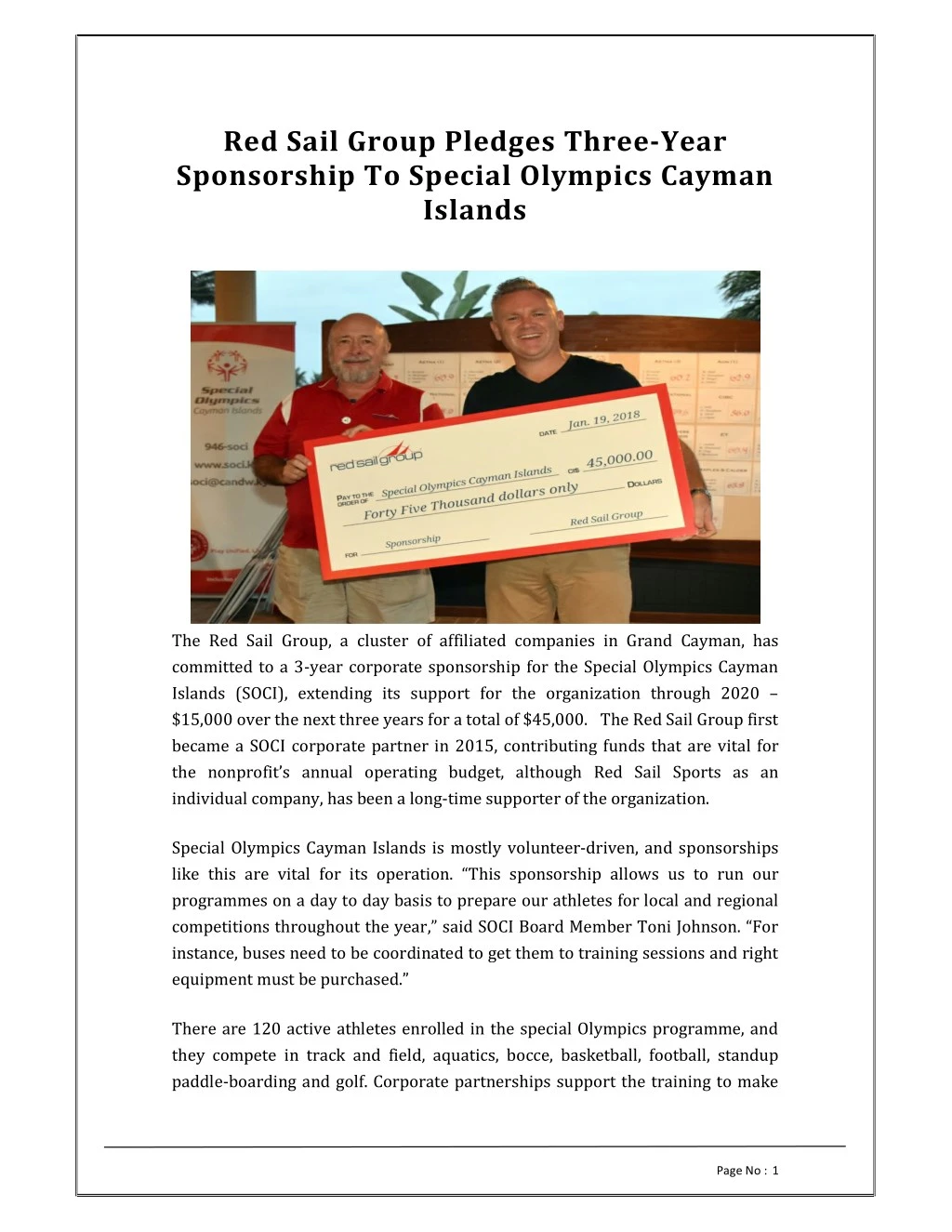 red sail group pledges three year sponsorship