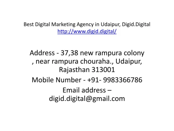 Best Digital Marketing Agency in Udaipur, Digid.Digital
