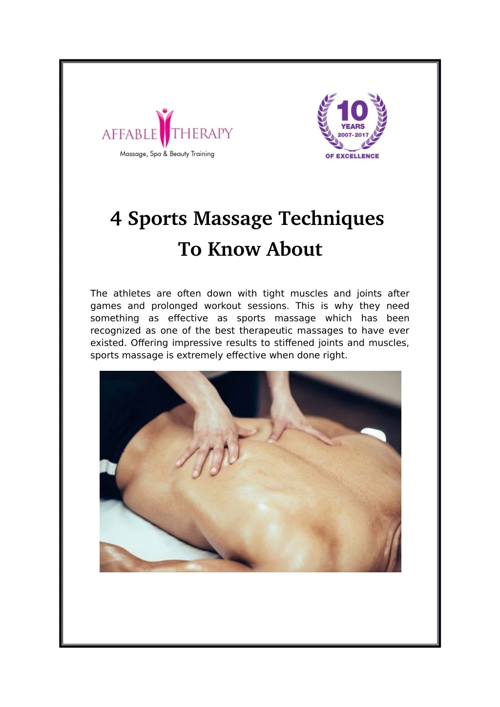 4 sports massage techniques to know about