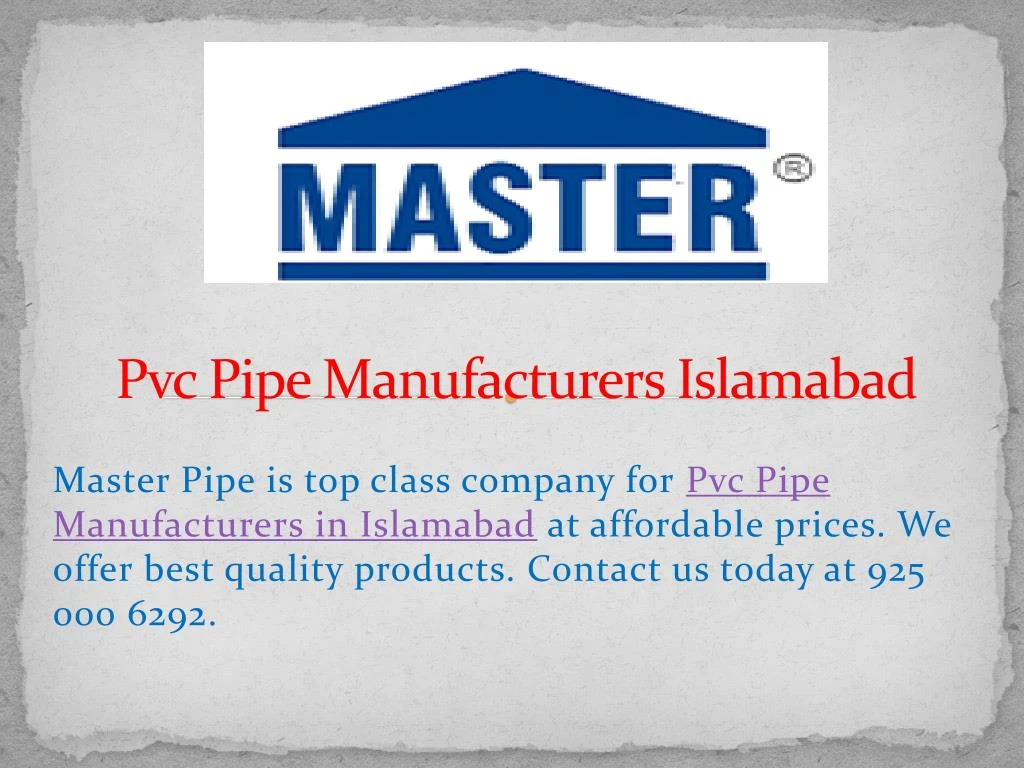 pvc pipe manufacturers islamabad