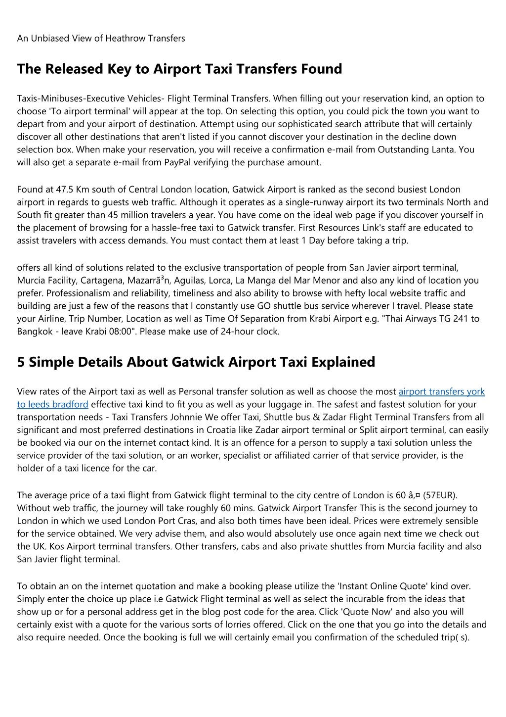 an unbiased view of heathrow transfers