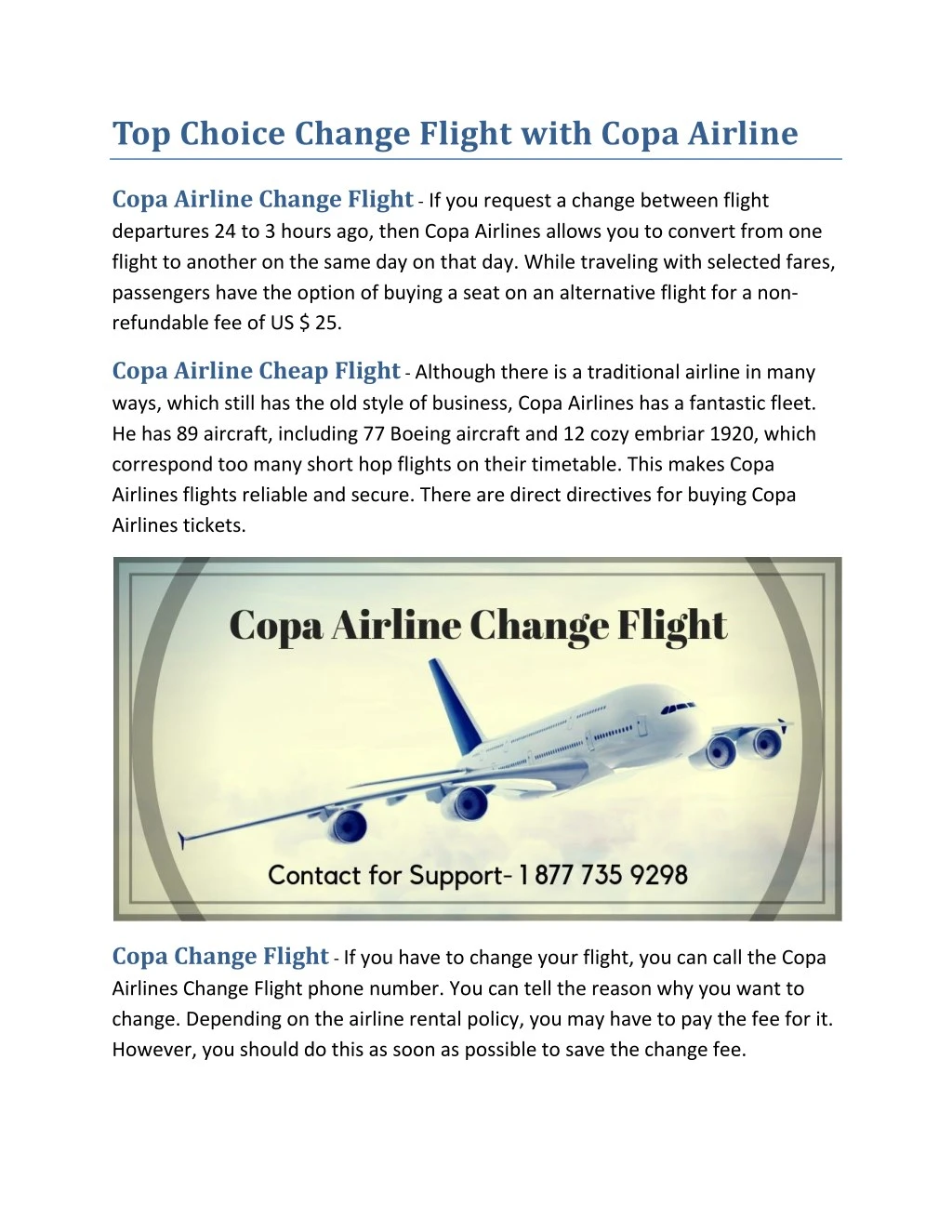 top choice change flight with copa airline