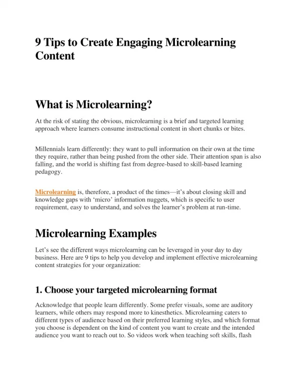 9 Tips to Create Engaging Microlearning Content