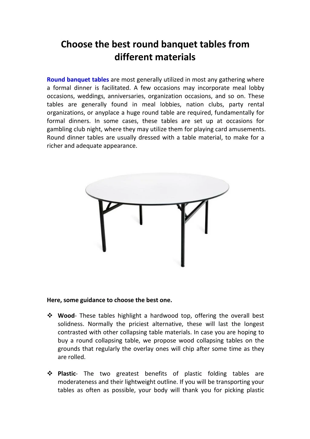 choose the best round banquet tables from
