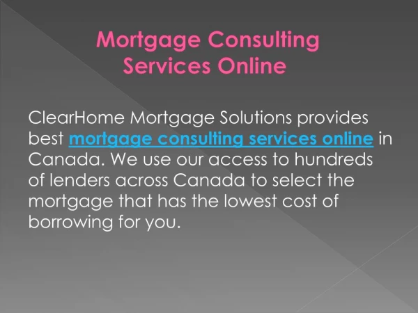 Mortgage Consulting Services Online