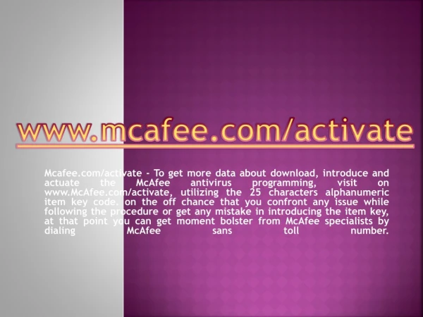 McAfee.com/activate | Enter McAfee Activation Code
