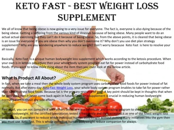 Keto fast - best weight loss supplement!