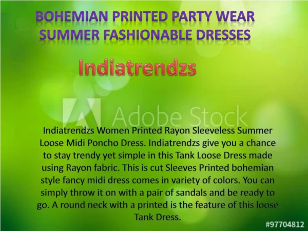 Bohemian Printed Party Wear Fashionable Dressses