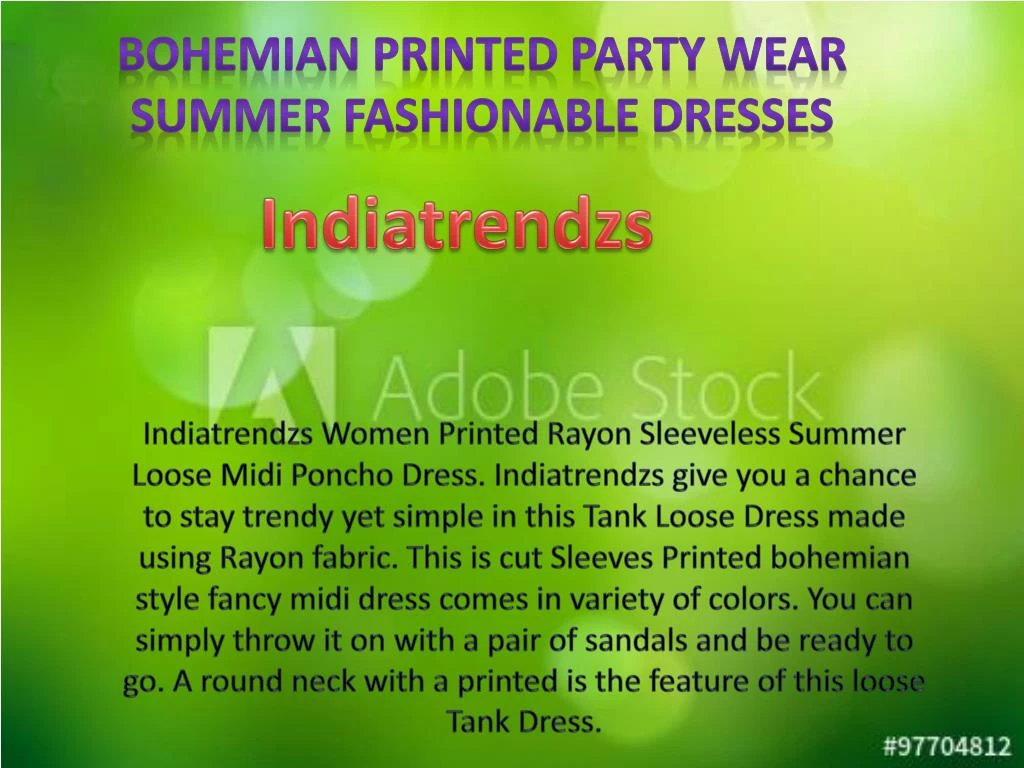 bohemian printed party wear summer fashionable