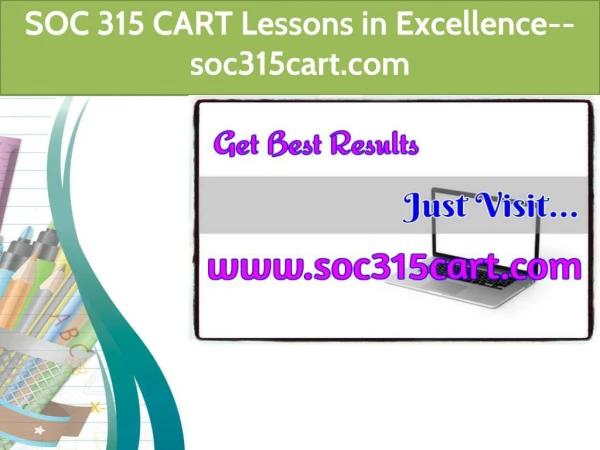 SOC 315 CART Lessons in Excellence--soc315cart.com