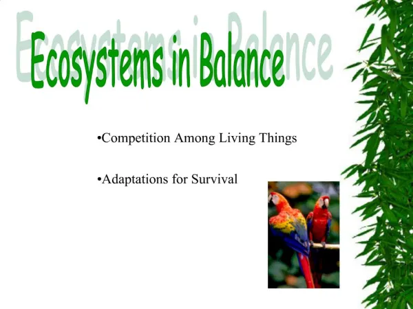 Ecosystems in Balance