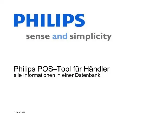 Philips POS Tool f r H ndler alle Informationen in einer Datenbank