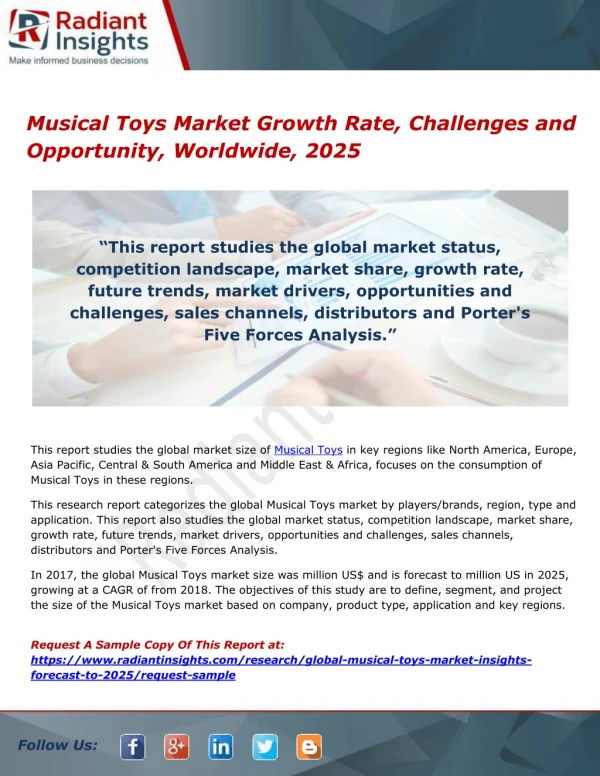 Musical Toys Market Growth Rate, Challenges and Opportunity, Worldwide, 2025