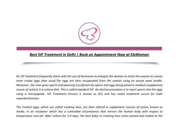 Best IVF Treatment in Delhi | Book an Appointment Now at ElaWoman
