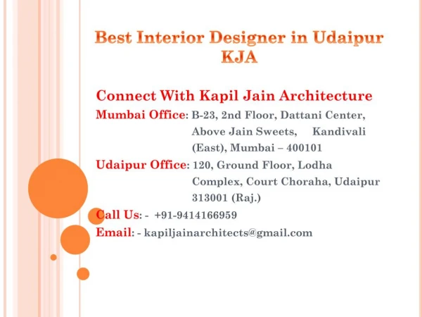 Best Interior Designer in Udaipur KJA