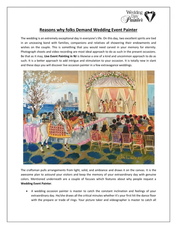 Reasons why folks Demand Wedding Event Painter