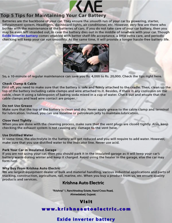 Top 5 Tips for Maintaining Your Car Battery