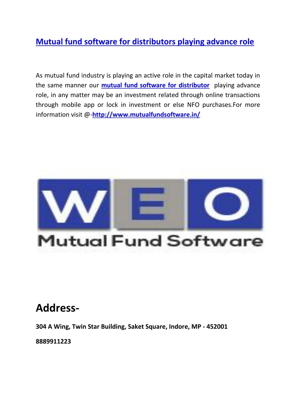 mutual fund software for distributors playing
