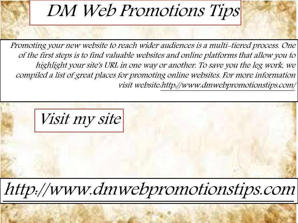 dm web promotions tips