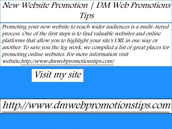 new website promotion dm web promotions tips