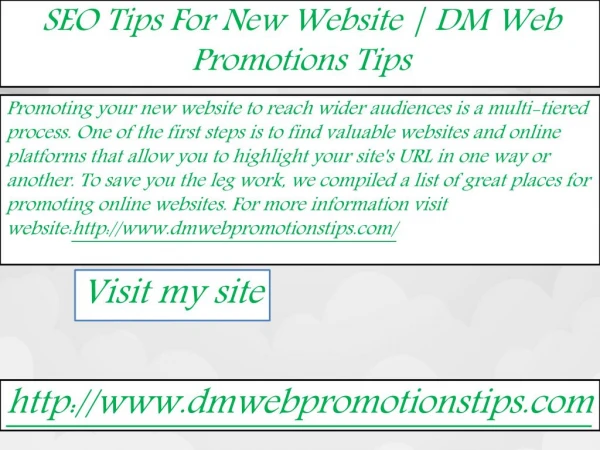 seo tips for new website dm web promotions tips