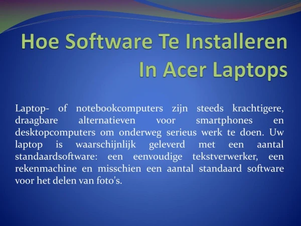 Hoe Software Te Installeren In Acer Laptops
