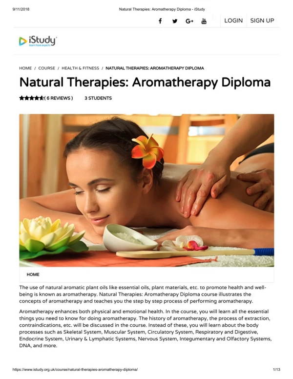 Natural Therapies - Aromatherapy Diploma - istuday