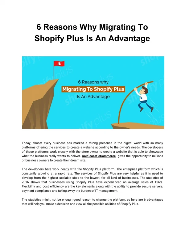 6 Reasons Why Migrating To Shopify Plus Is An Advantage