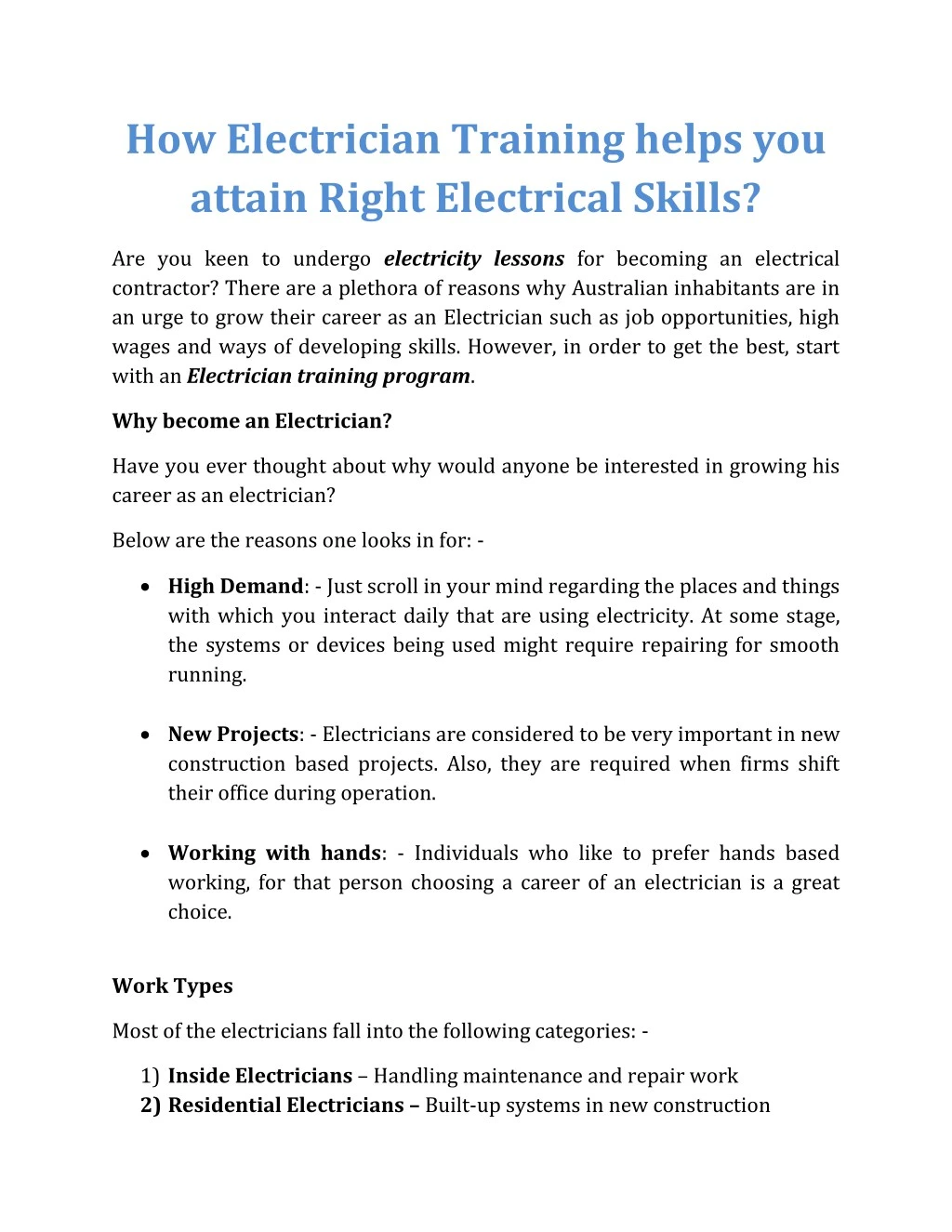 how electrician training helps you attain right