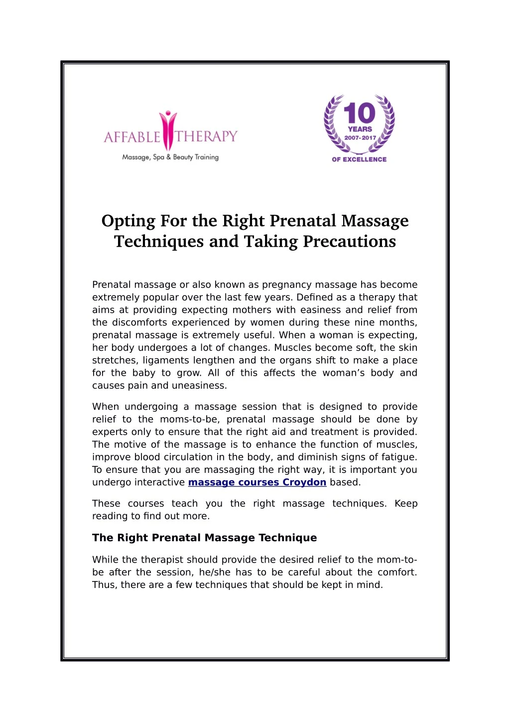 opting for the right prenatal massage techniques