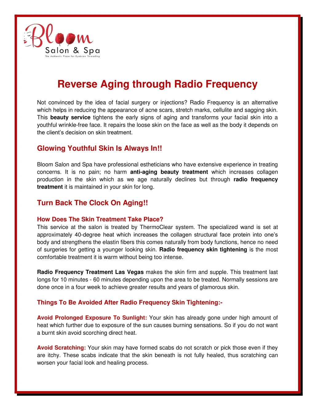 reverse aging through radio frequency