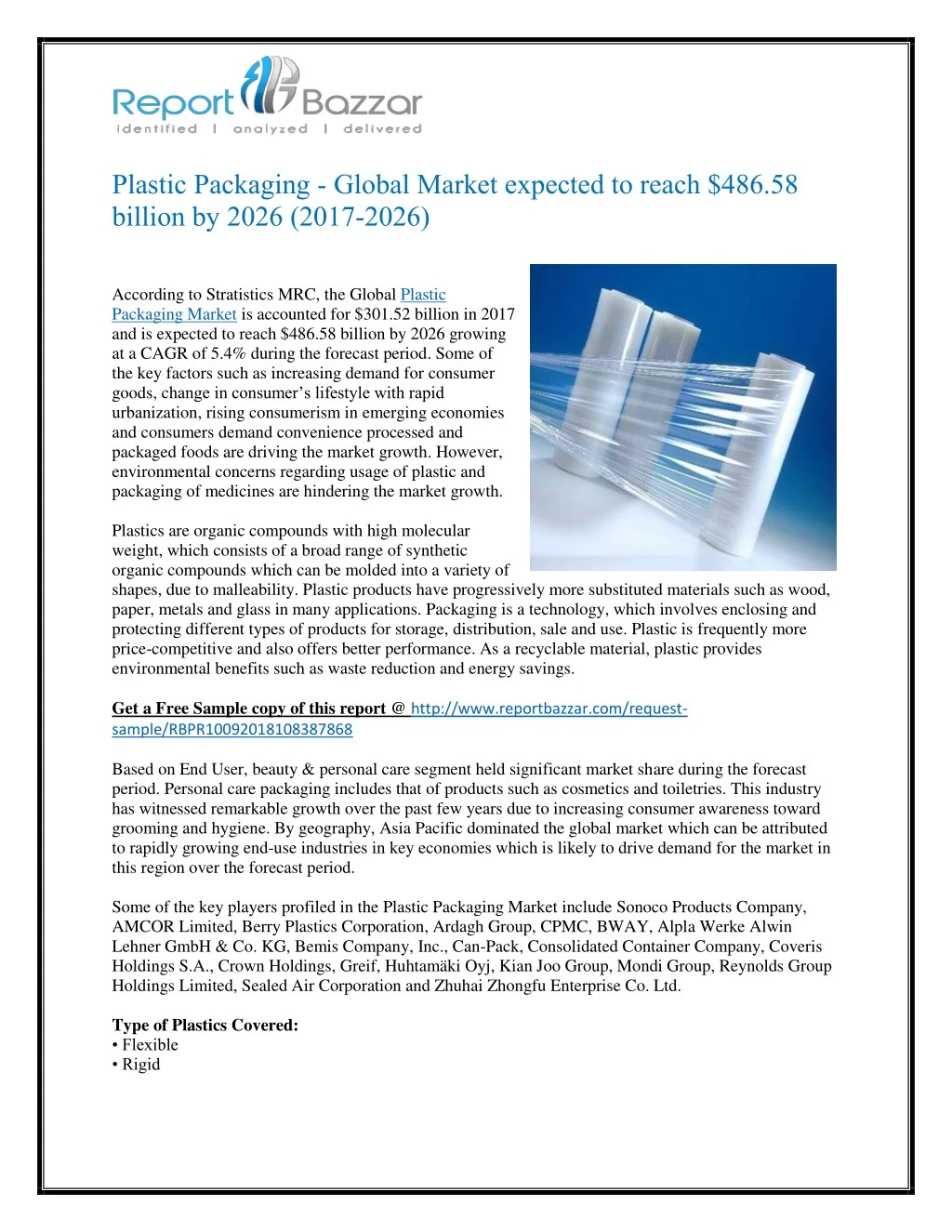 plastic packaging global market expected to reach