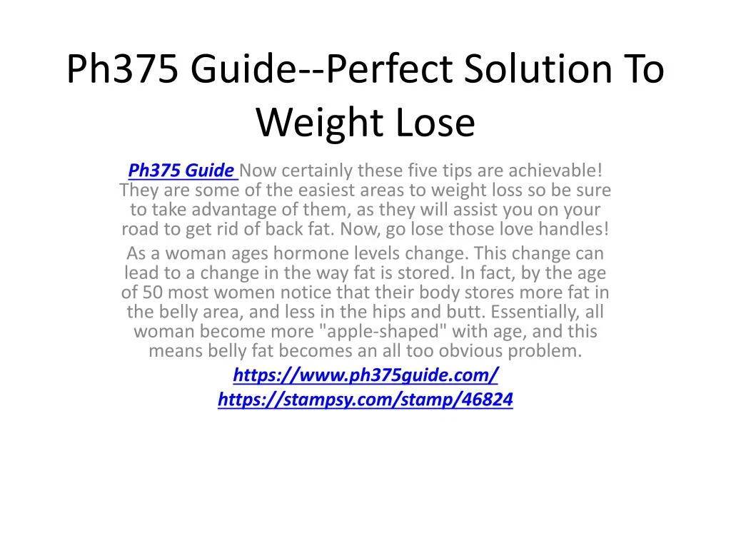 ph375 guide perfect solution to weight lose