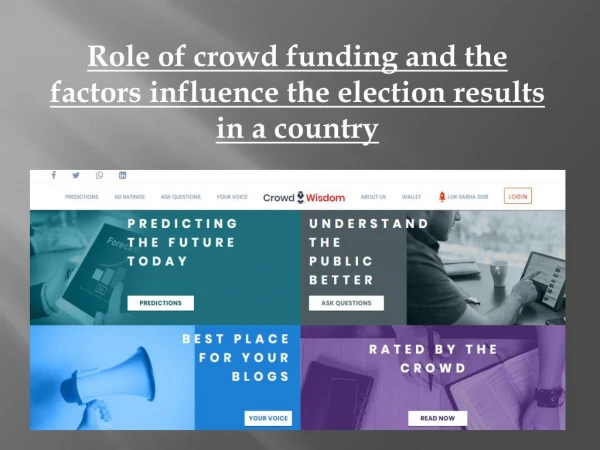Wisdom Of The Crowds: India Crowd Sourcing, India Free Surveys - CrowdWisdomRole of crowd funding and the factors influe