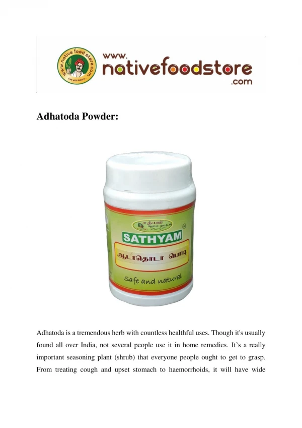 Adhatoda powder in online