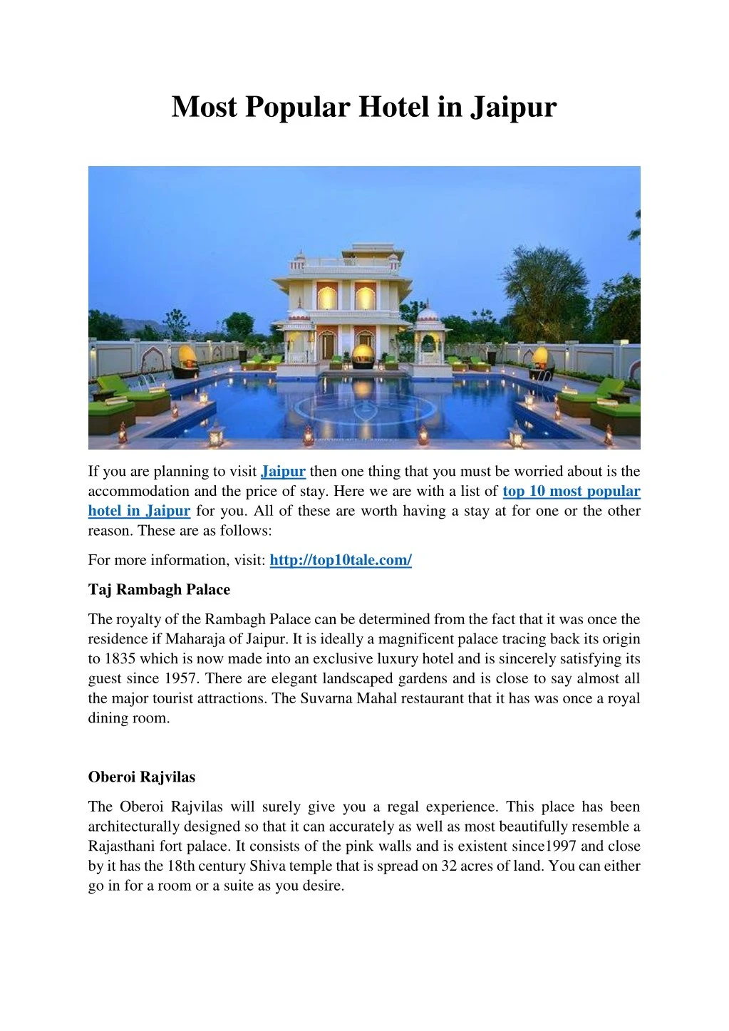 most popular hotel in jaipur