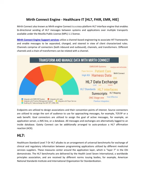 Mirth Connect Engine - Healthcare IT [HL7, FHIR, EMR, HIE]