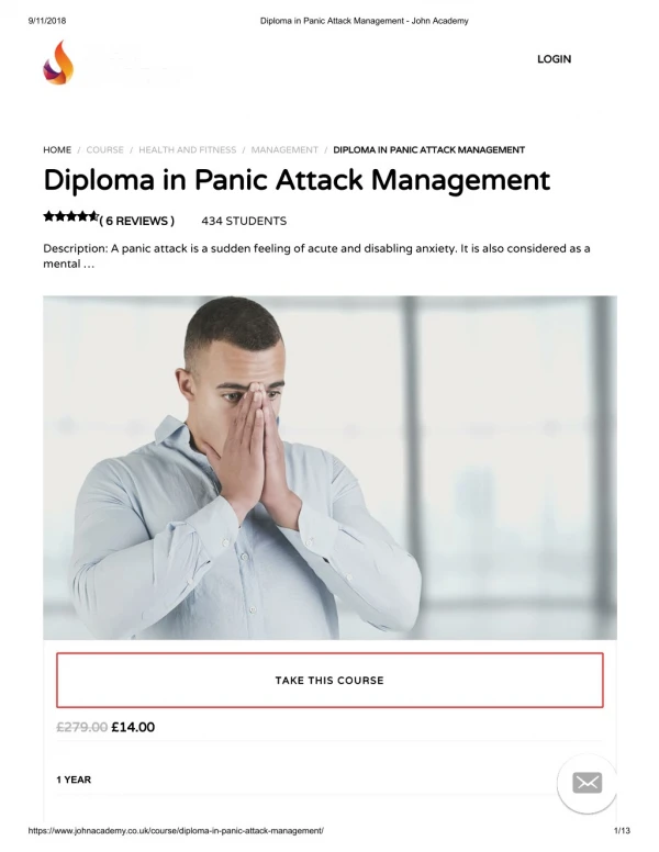 Diploma in Panic Attack Management - John Academy
