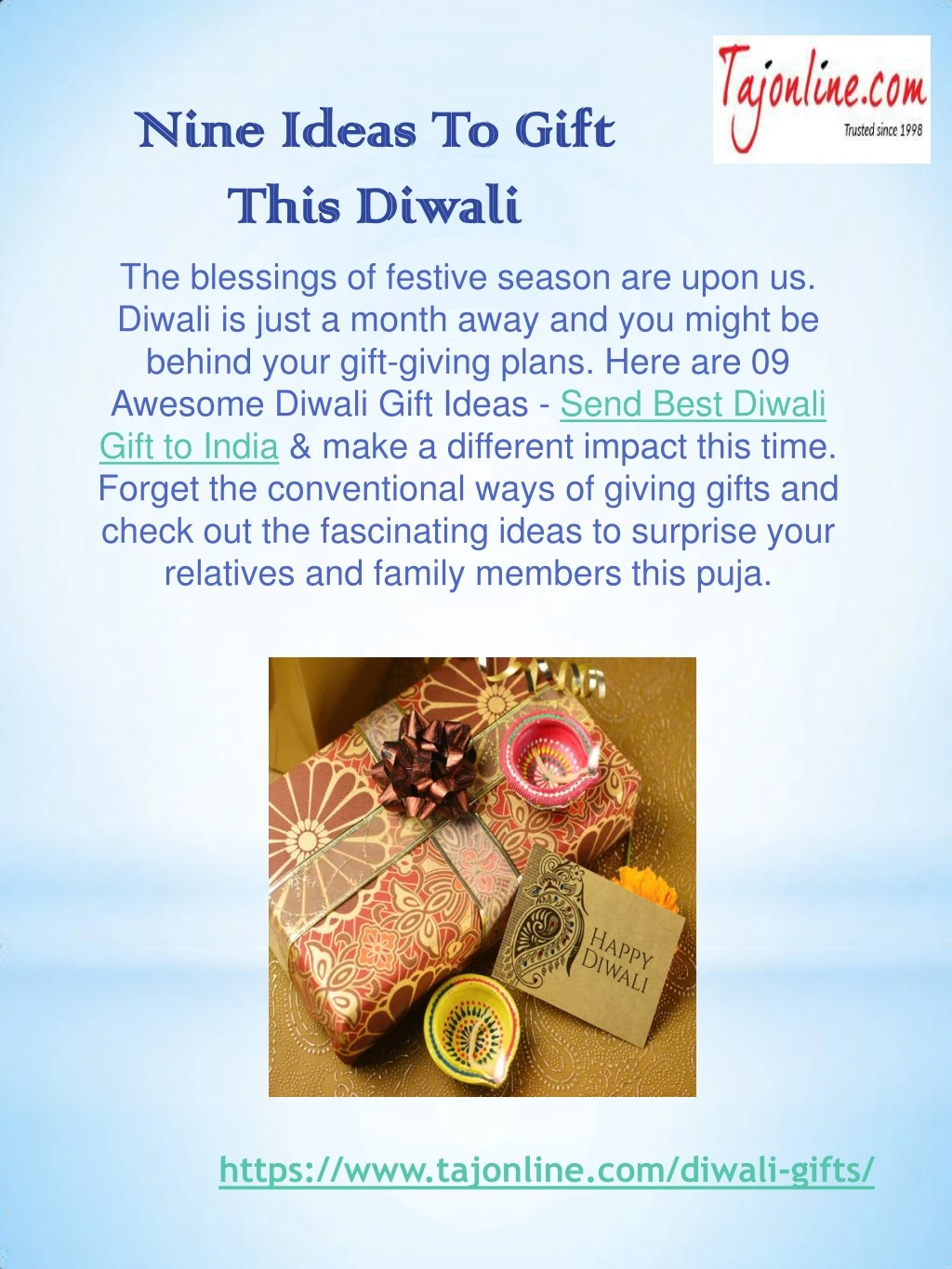 nine ideas to gift nine ideas to gift this diwali