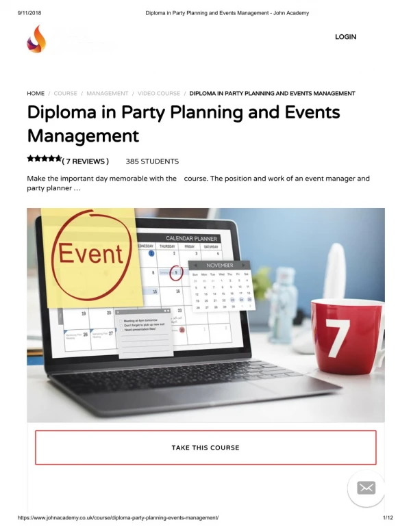 Diploma in Party Planning and Events Management - John Academy