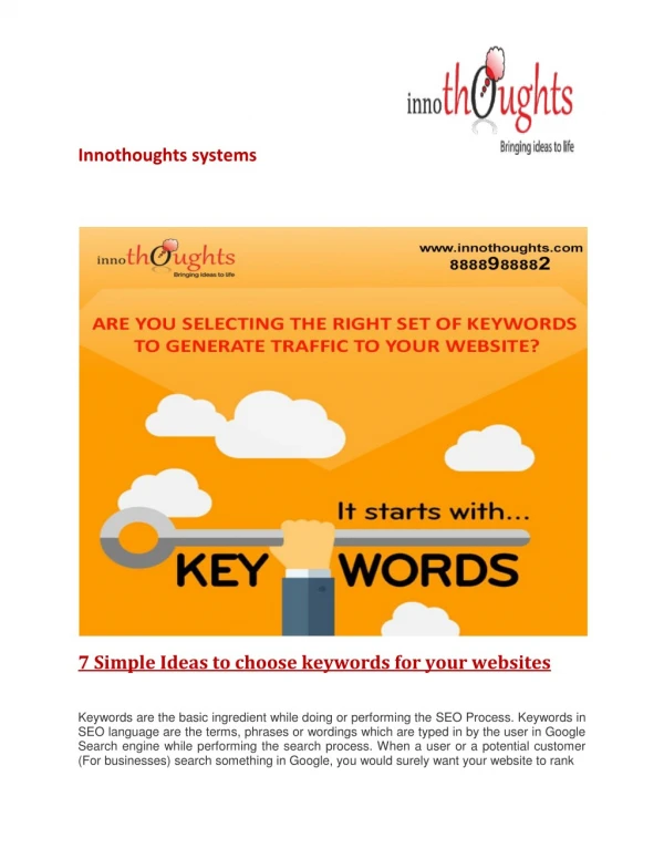 Importance of Keyword | Internet | Digital Marketing |Innothoughts