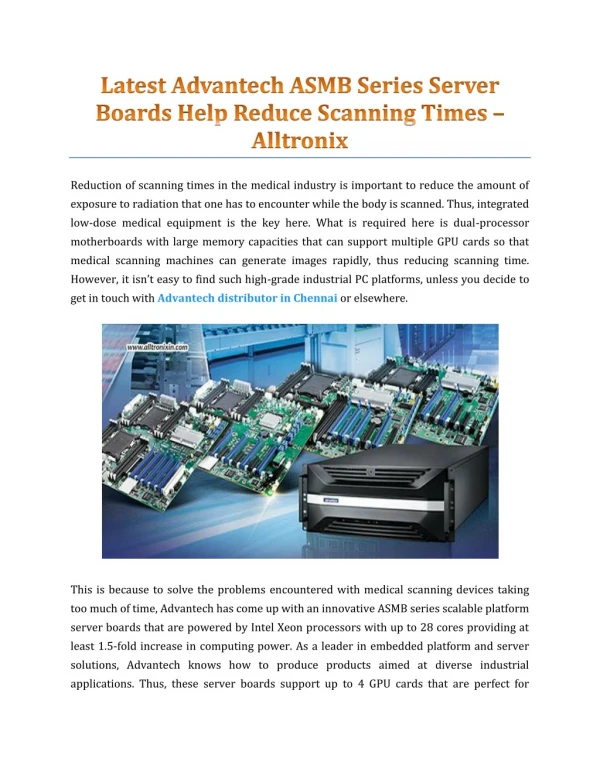 Latest Advantech ASMB Series Server Boards Help Reduce Scanning Times - Alltronix