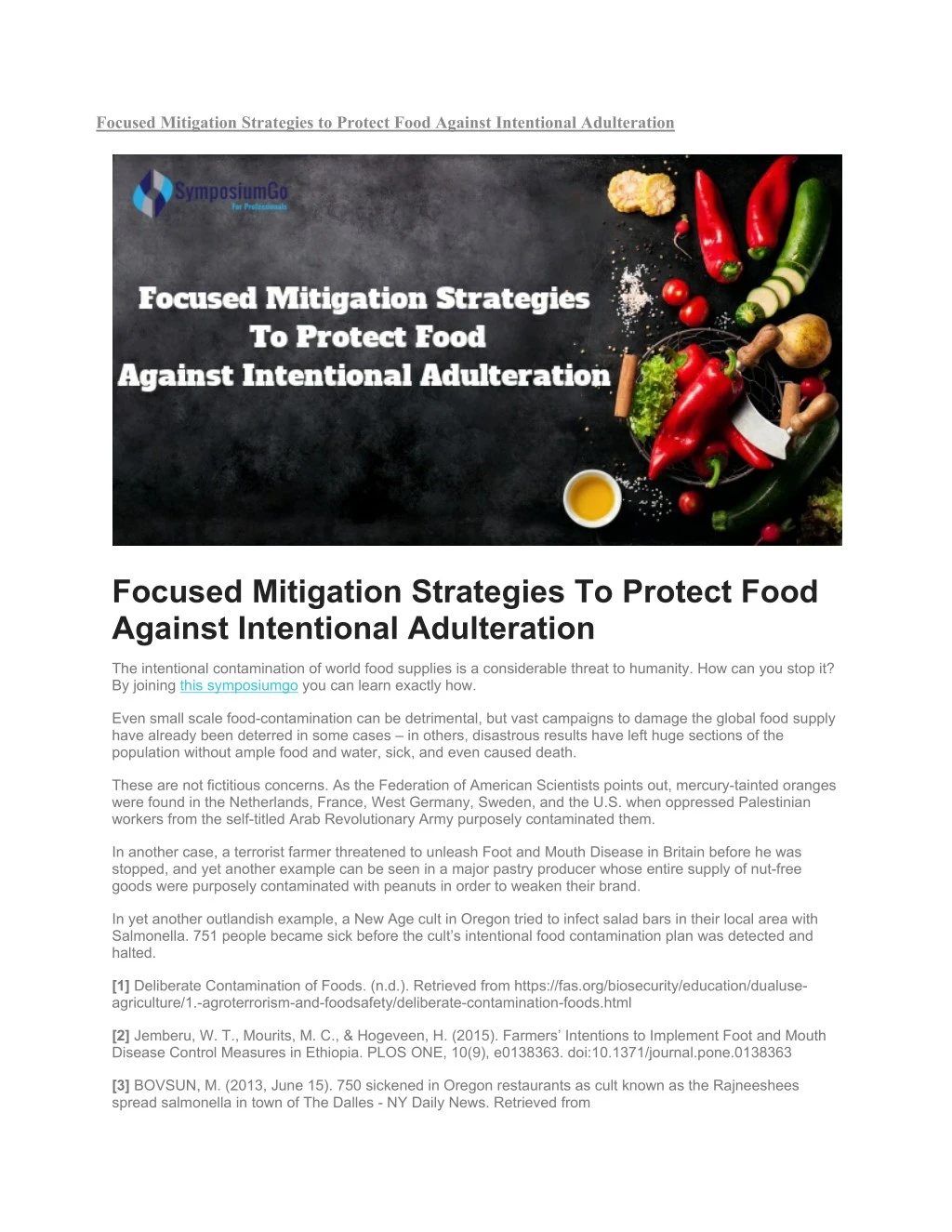 focused mitigation strategies to protect food