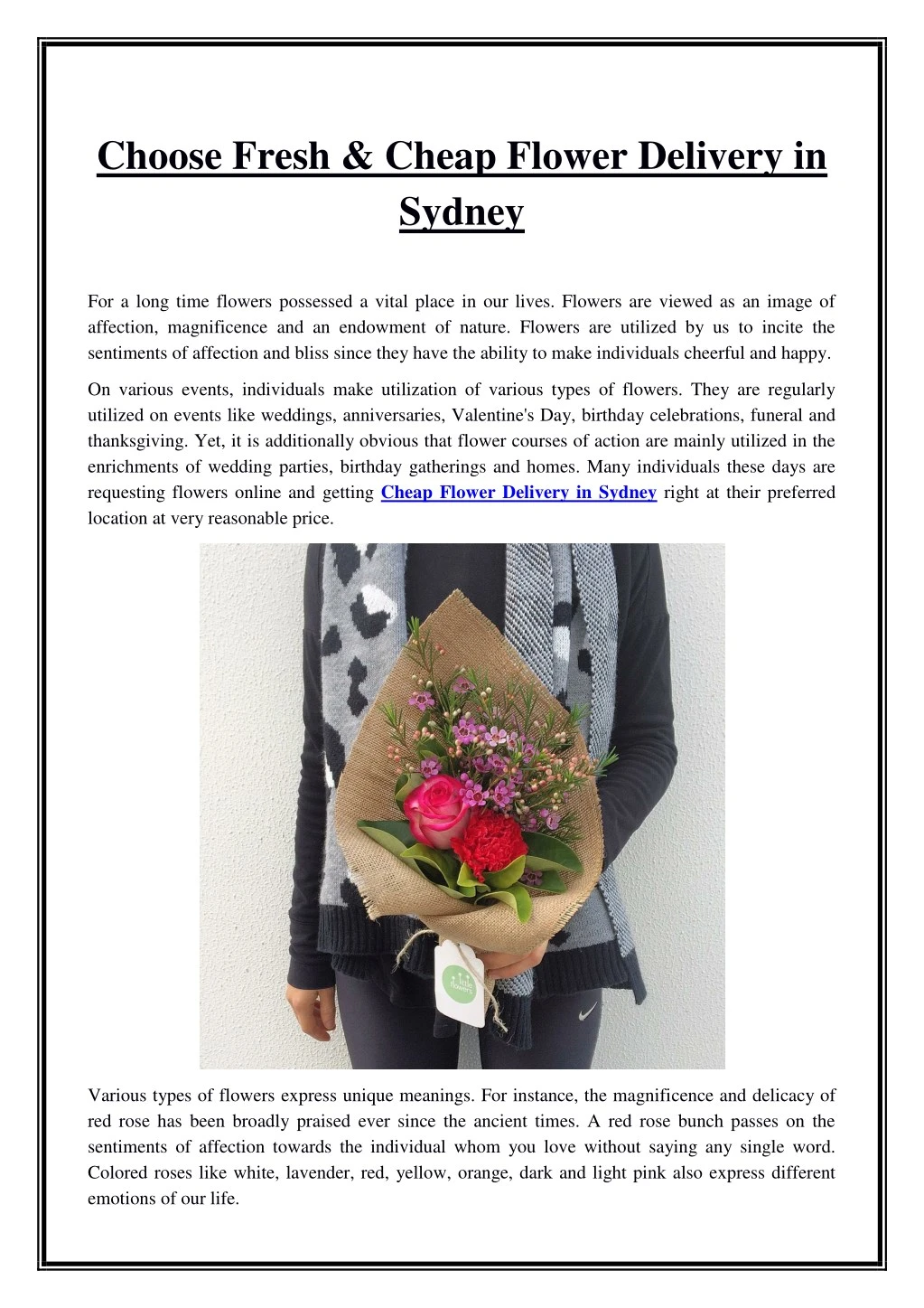 choose fresh cheap flower delivery in sydney