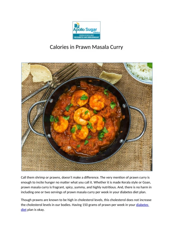 Calories in Prawn Masala Curry