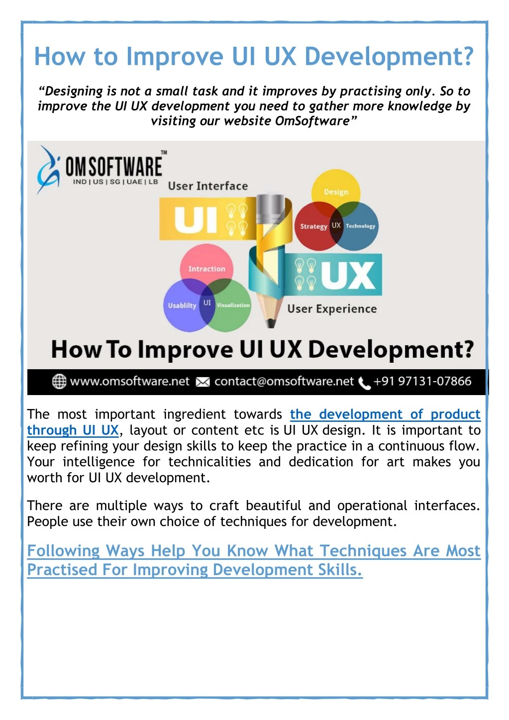 how to improve ui ux development