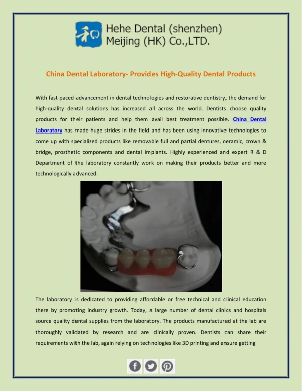 China Dental Laboratory- Provides High-Quality Dental Products