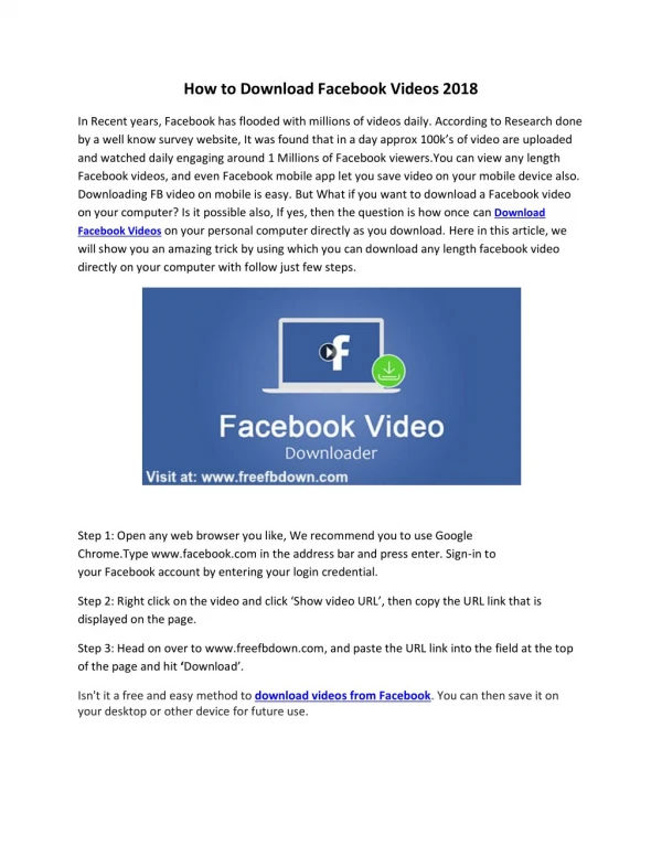 How to Download Facebook Videos 2018