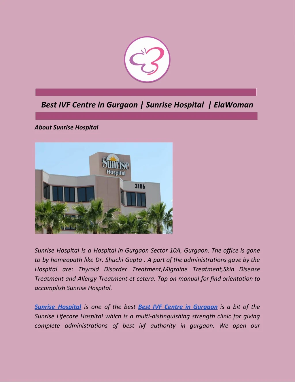 best ivf centre in gurgaon sunrise hospital